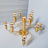 Large designer brass ceiling light, 70s