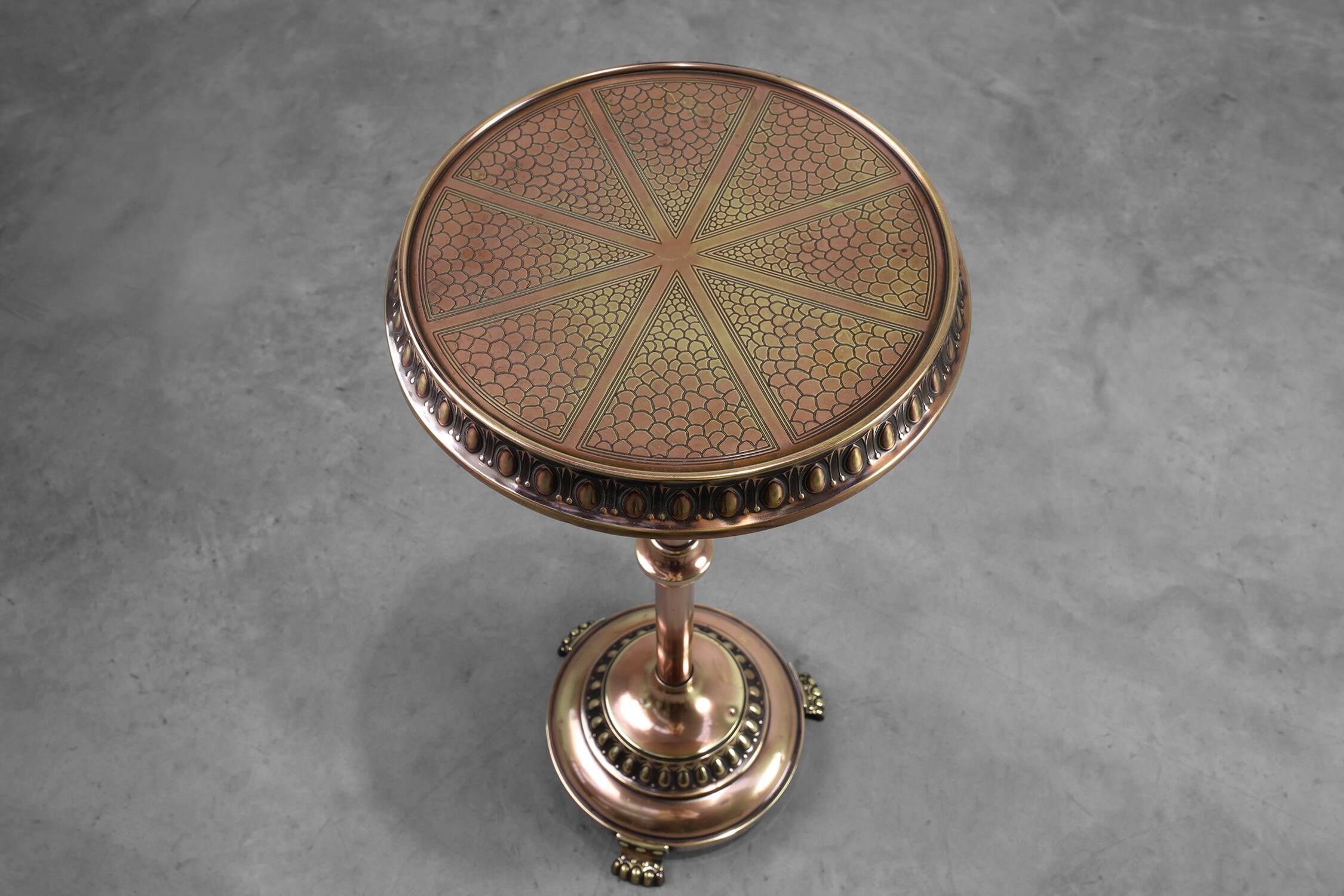 Art Deco Side Table by Daalderop in Red and Yellow Copper, The Netherlands