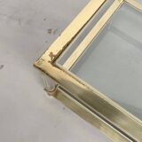 Table basse lucite, laiton et verre années 70
