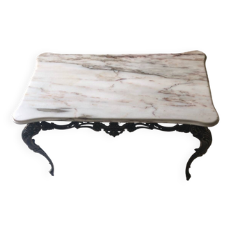 Table basse en marbre et laiton Vintage