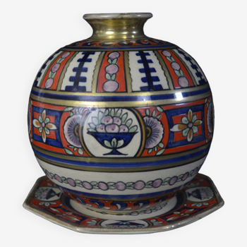 Vase boule et coupelle  en céramique art déco - Renoleau