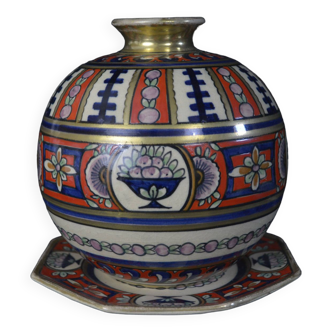 Vase boule et coupelle  en céramique art déco - Renoleau