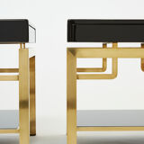 Pair of brass lacquer sofa pieces Guy Lefevre House Jansen 1970