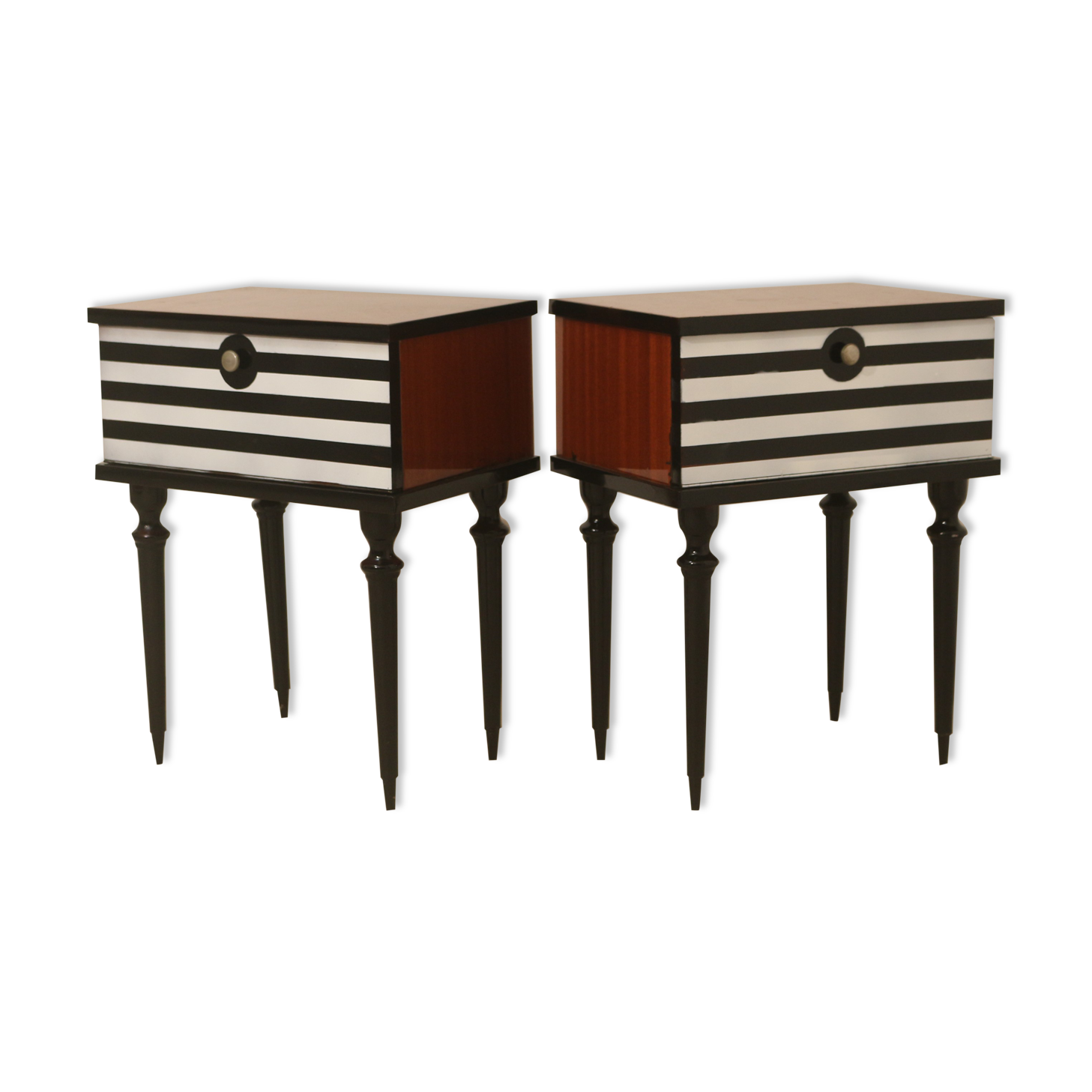 Pair of bedside table restyled swing door year 60