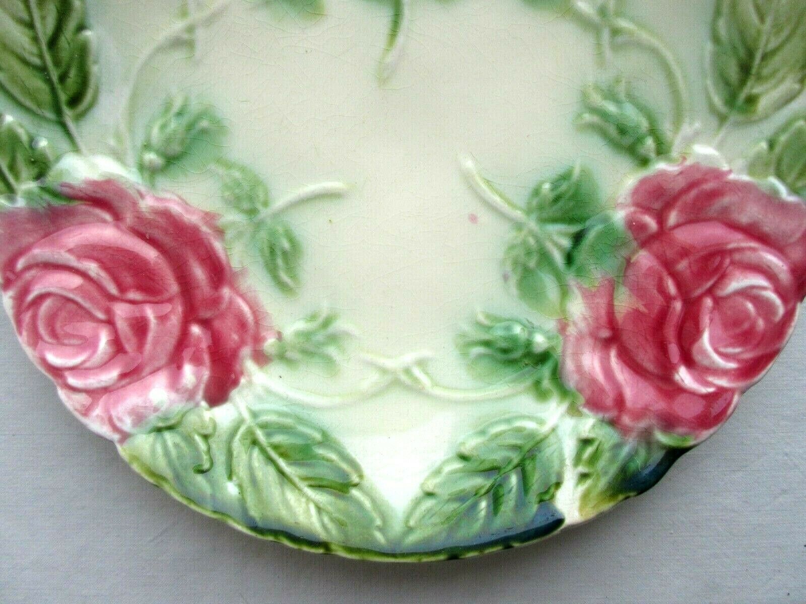 6 Plates dessert in Art Deco barbotine The ROSES of Onnaing, brand with bugle