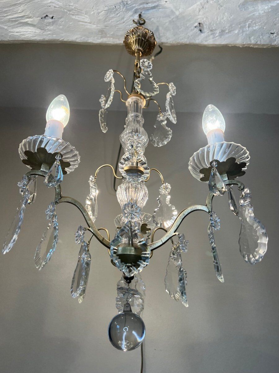 Small chandelier in bronze and crystal
