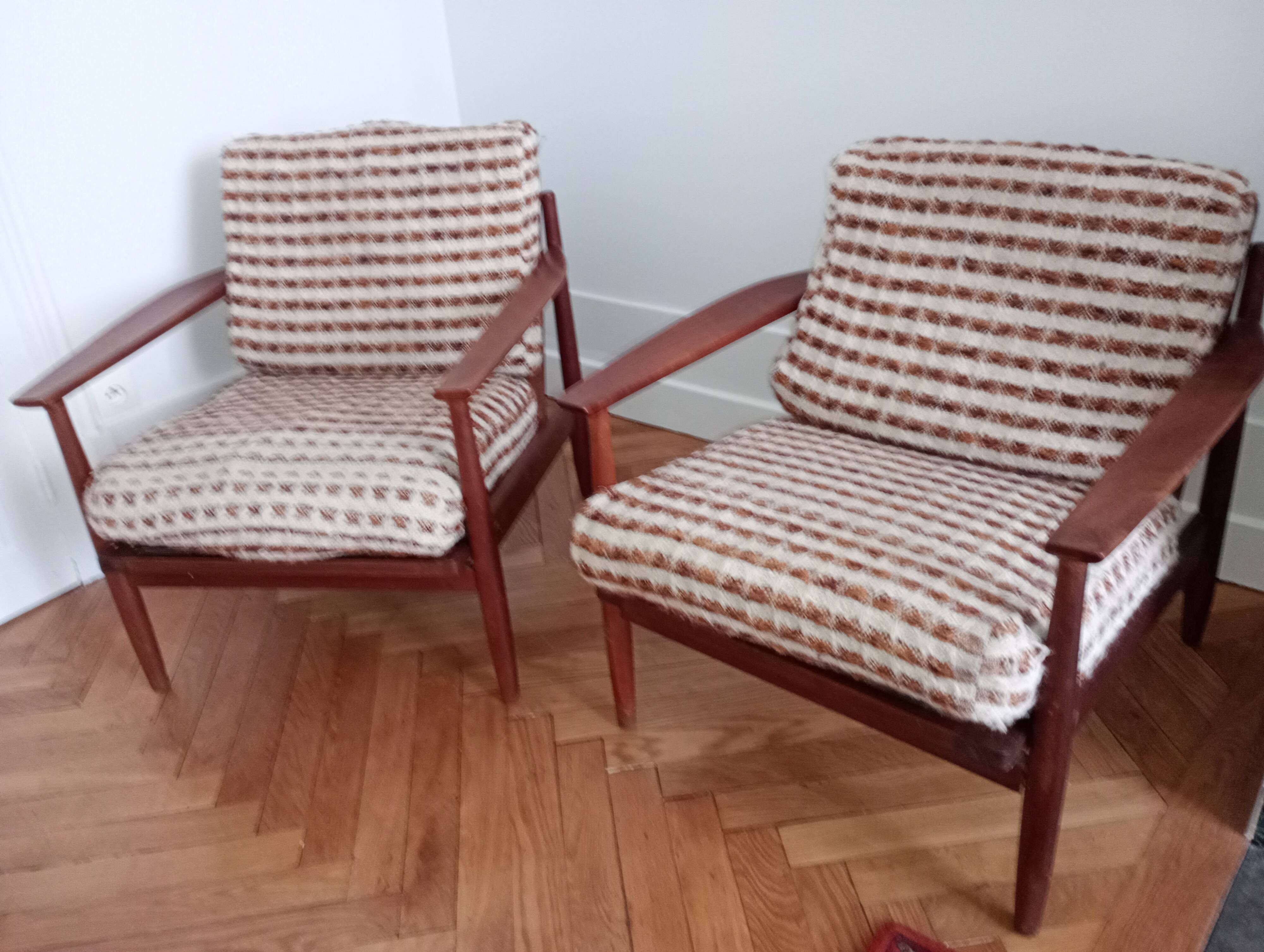 Pair of vintage Scandinavian teak armchairs.