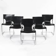 Chaises en cuir noires par Carlo Bartoli