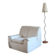 Cinna armchair in cream leather, bolstered armrests, 1970s.