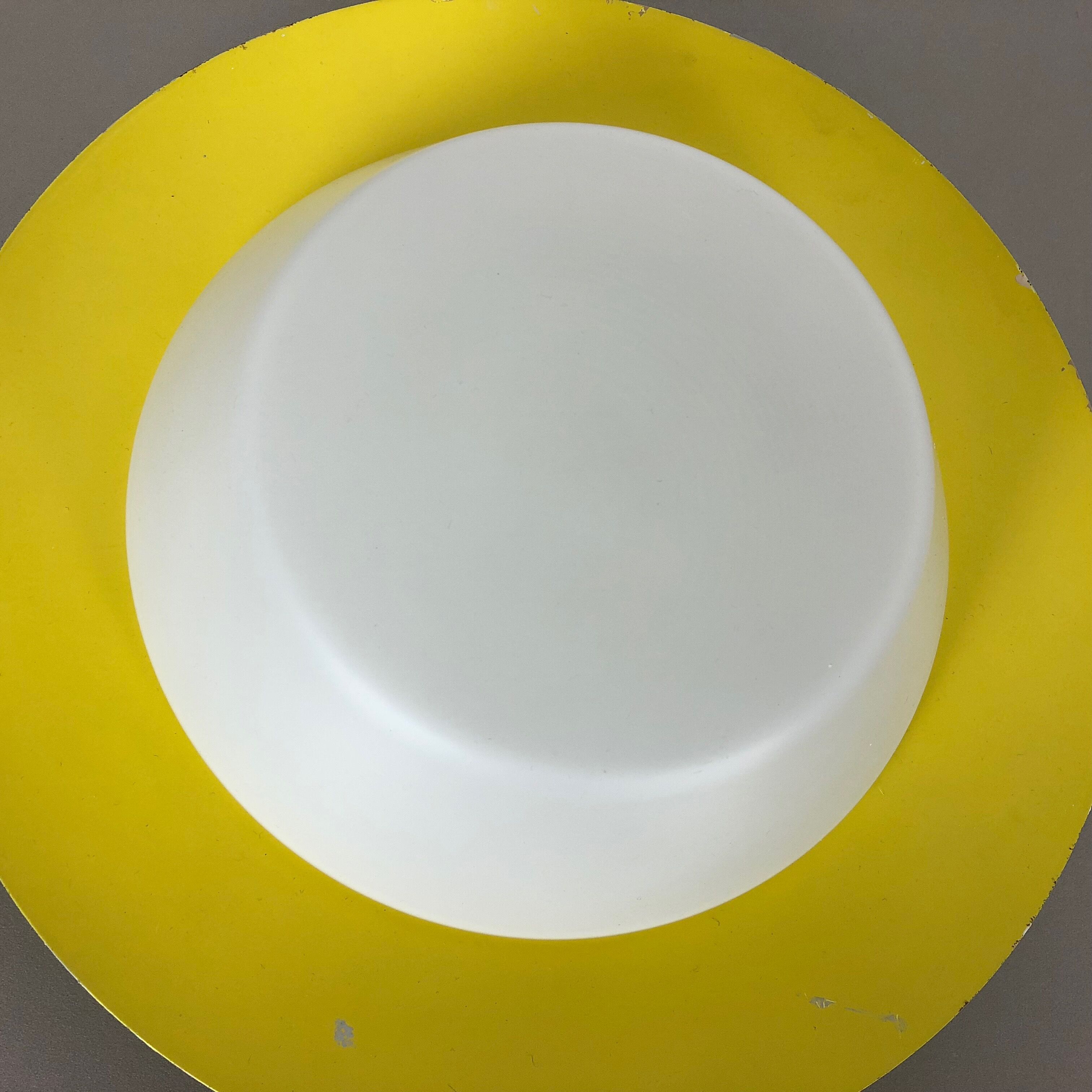 Metal opaline glass wall light, yellow, Italy, 1960s