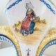 Fleur-de-lis shaped vase, glazed ceramic, Brittany, Quimper, Breton ermines, character