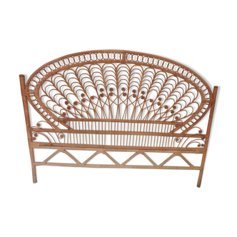 Headboard rattan peacock