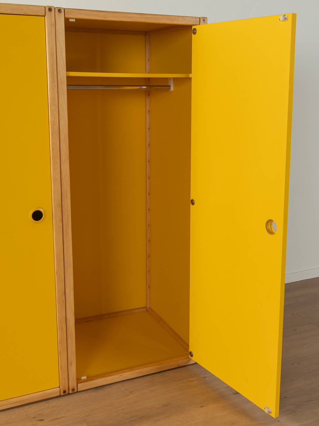 Flötotto profile system, 1970s, two-piece, yellow HPL, beech frame