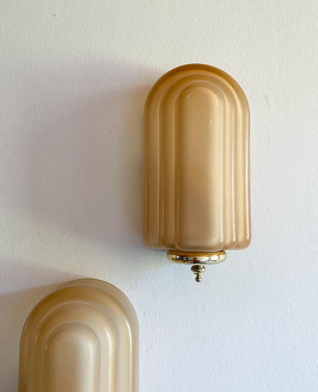 Pair of art deco style glass wall lamps