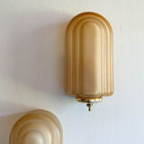 Pair of art deco style glass wall lamps