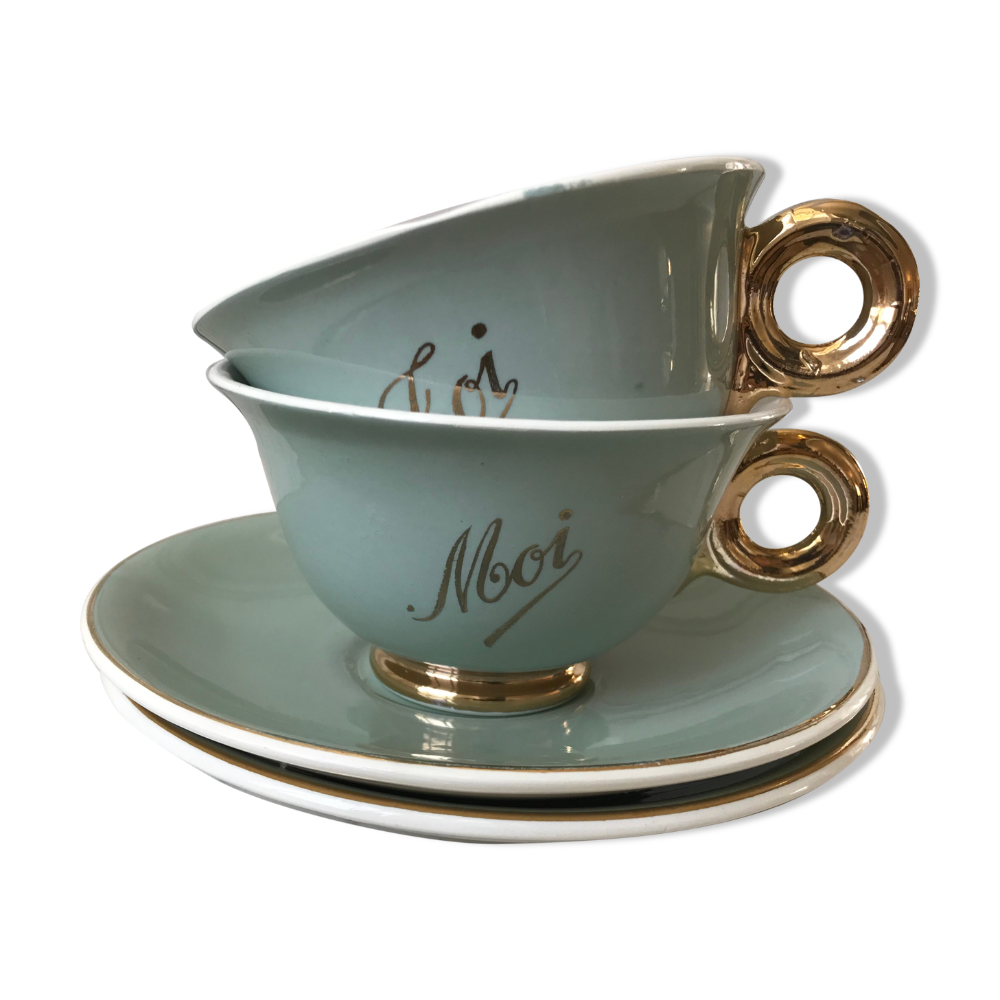 Lunch duo Digoin Sarreguemines Toi & Moi vert sage 50s