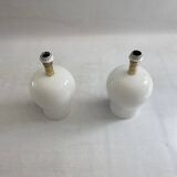 White Swirl Murano Glass Table Lamps 1970s Hollywood Regency Minimalism bed