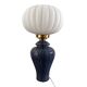 Geometric table lamp with pleated opaline shade