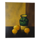 Still life painting with oranges and vase signed oil on canvas
