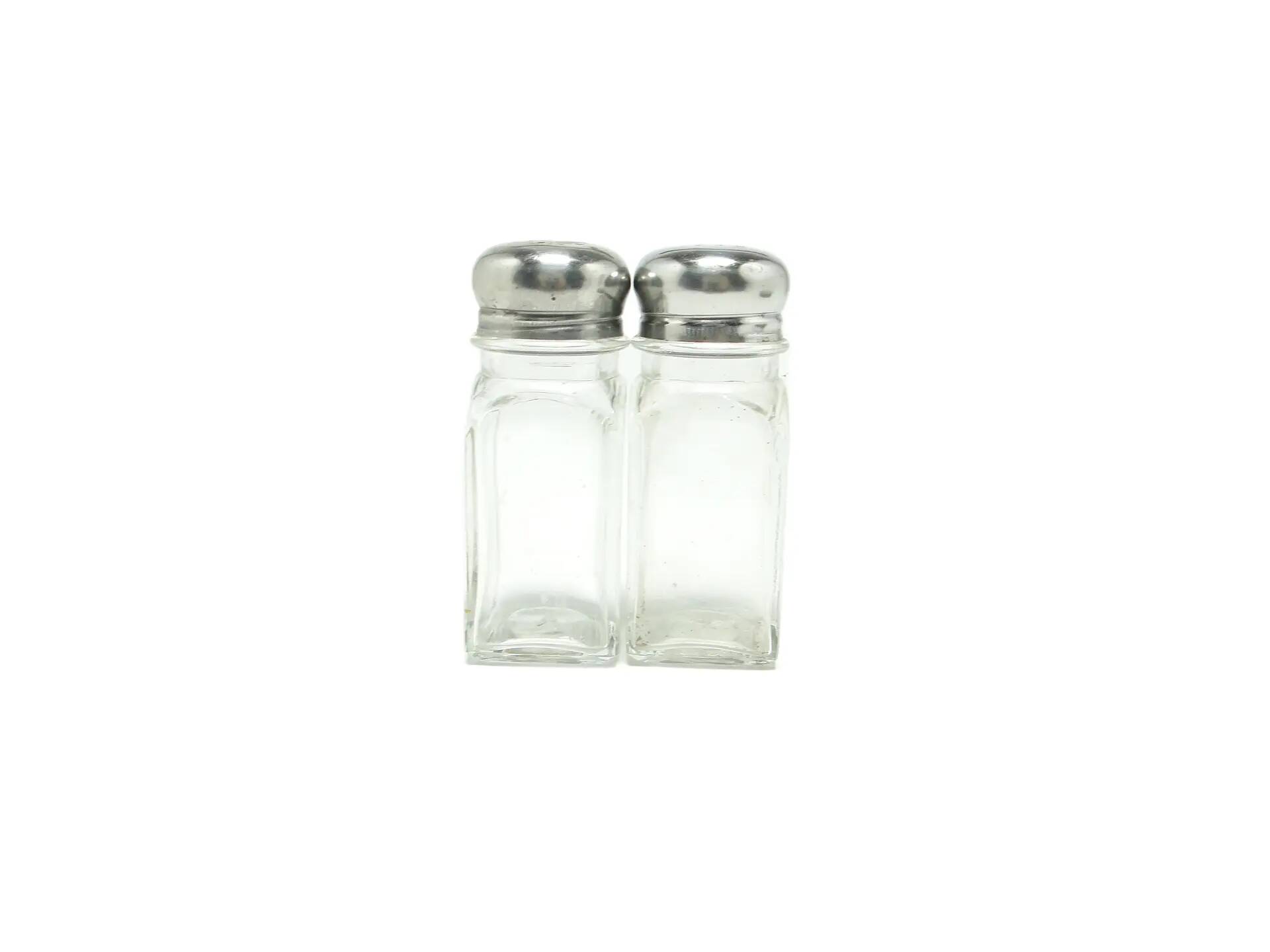 Salt shaker set, modernism, transparent glass, Poland, 1970s.