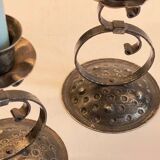 Vintage Black Patina Metal Candlesticks