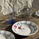 Set of 3 deep plates Digoin Sarreguemines blue with pink flowers D23