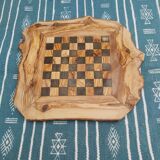 jeux d'échecs rustique en bois d'olivier fait main cadeau Noël