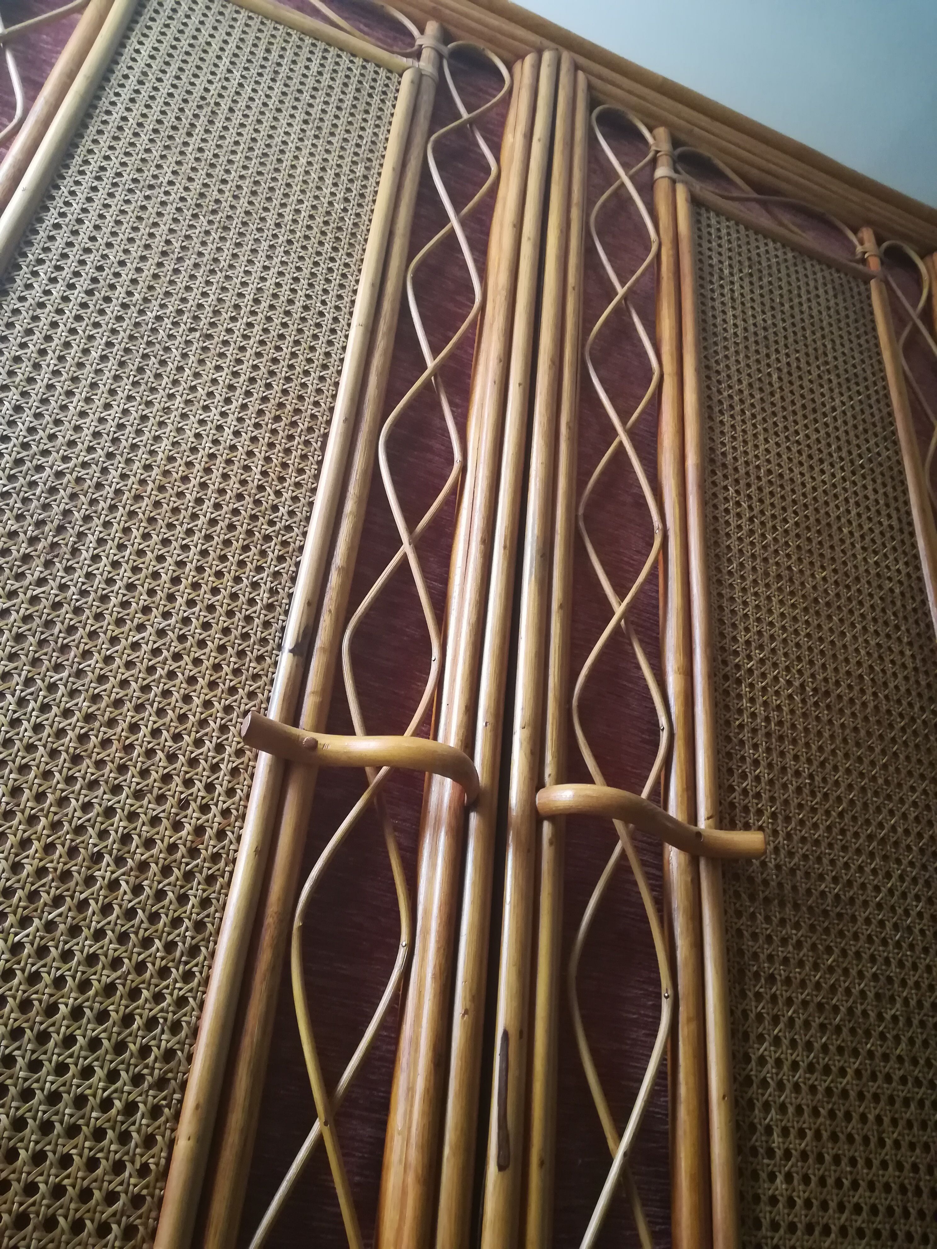 Wardrobe in rattan, caning and velvet