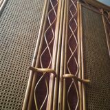 Wardrobe in rattan, caning and velvet