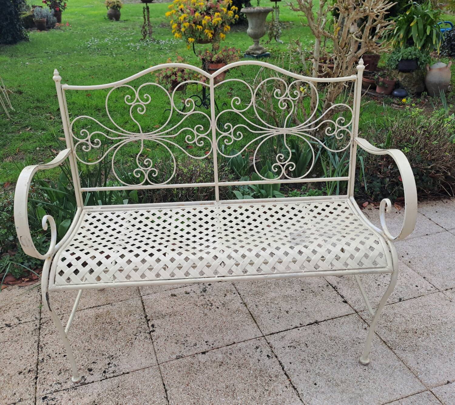Wrought iron garden bench
