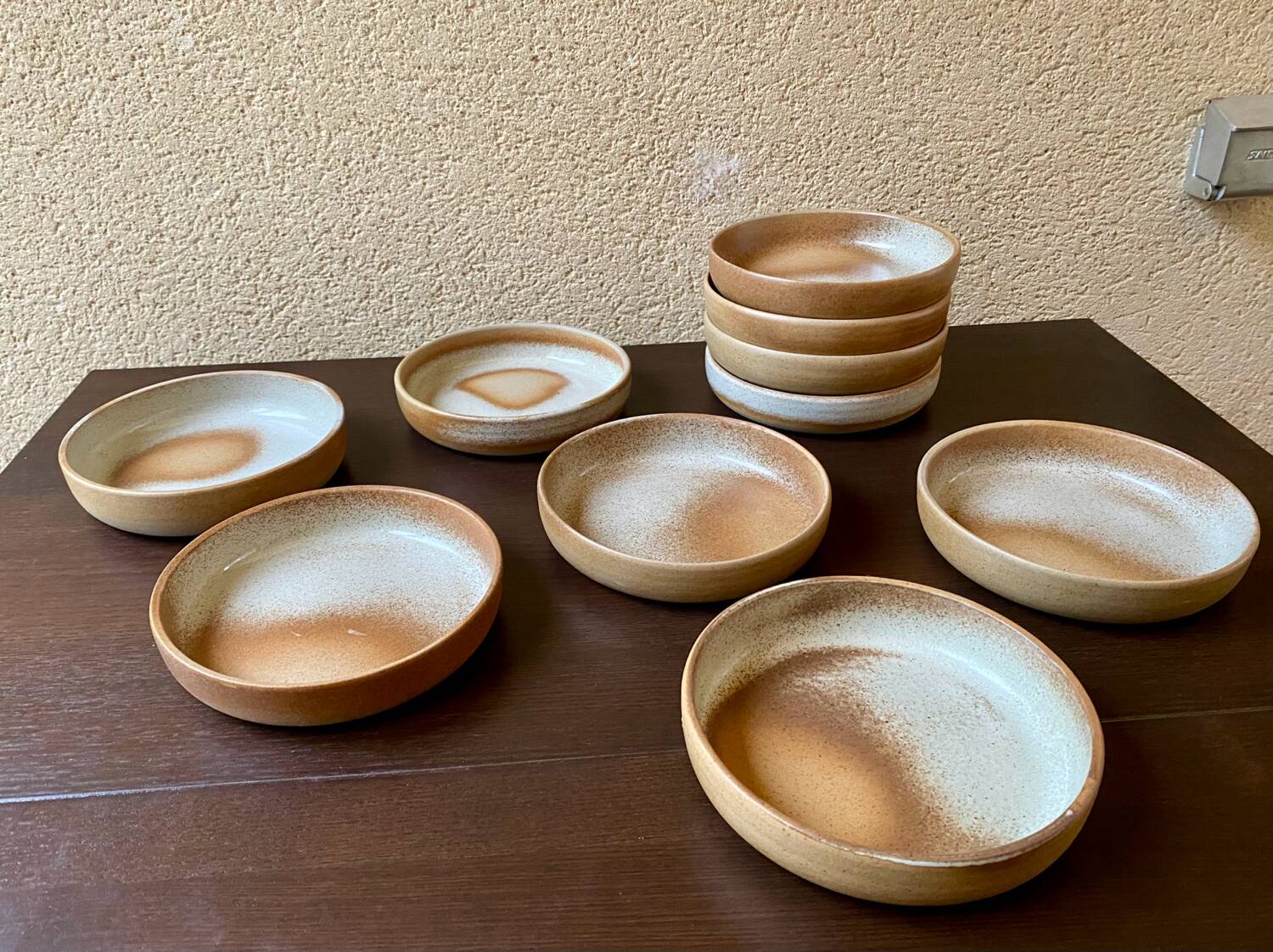 Serving dessert plates Grès France vintage 80s