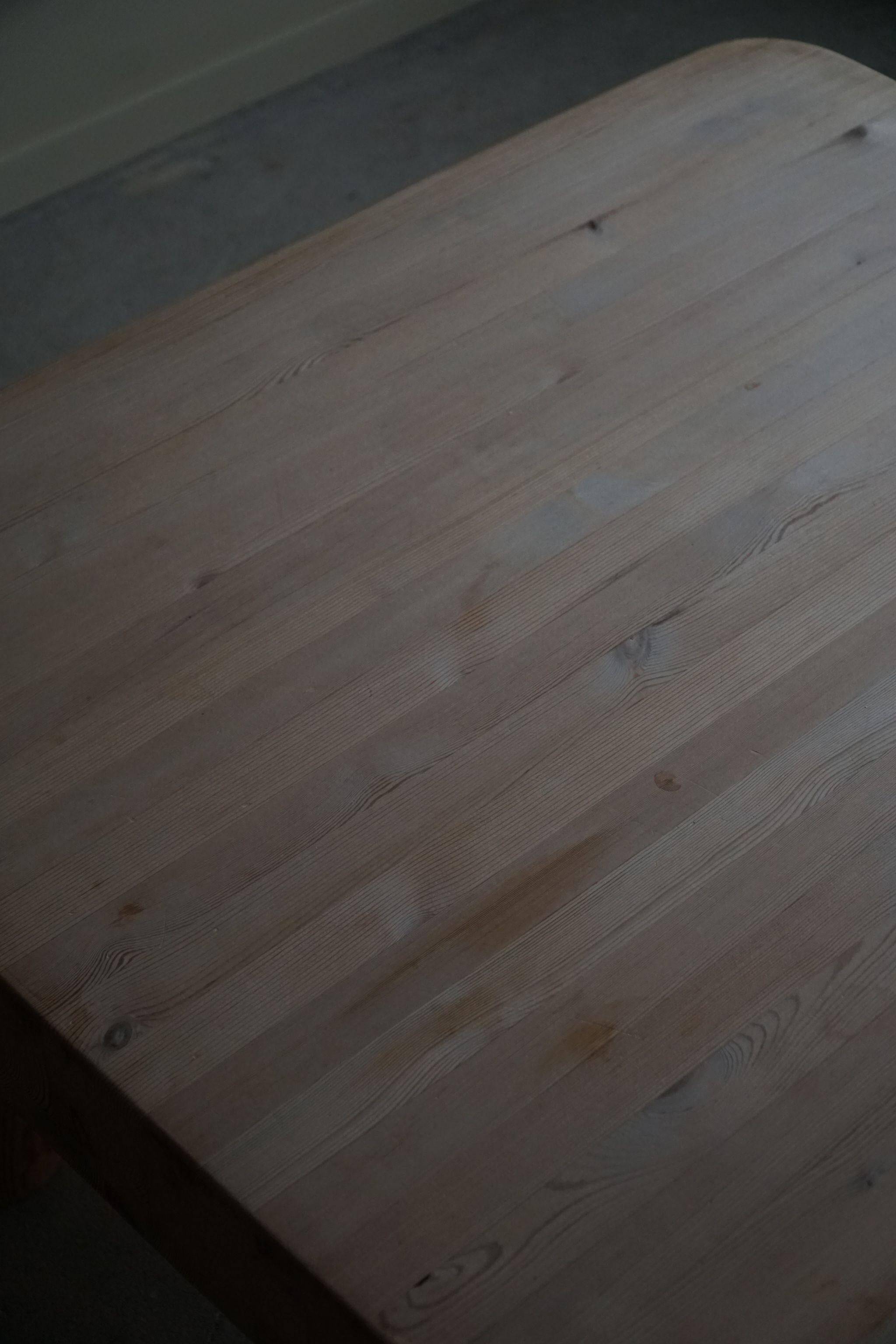 Square coffee table in solid pine with solid legs by Rainer Daumiller, mid-20th century brutalist style.