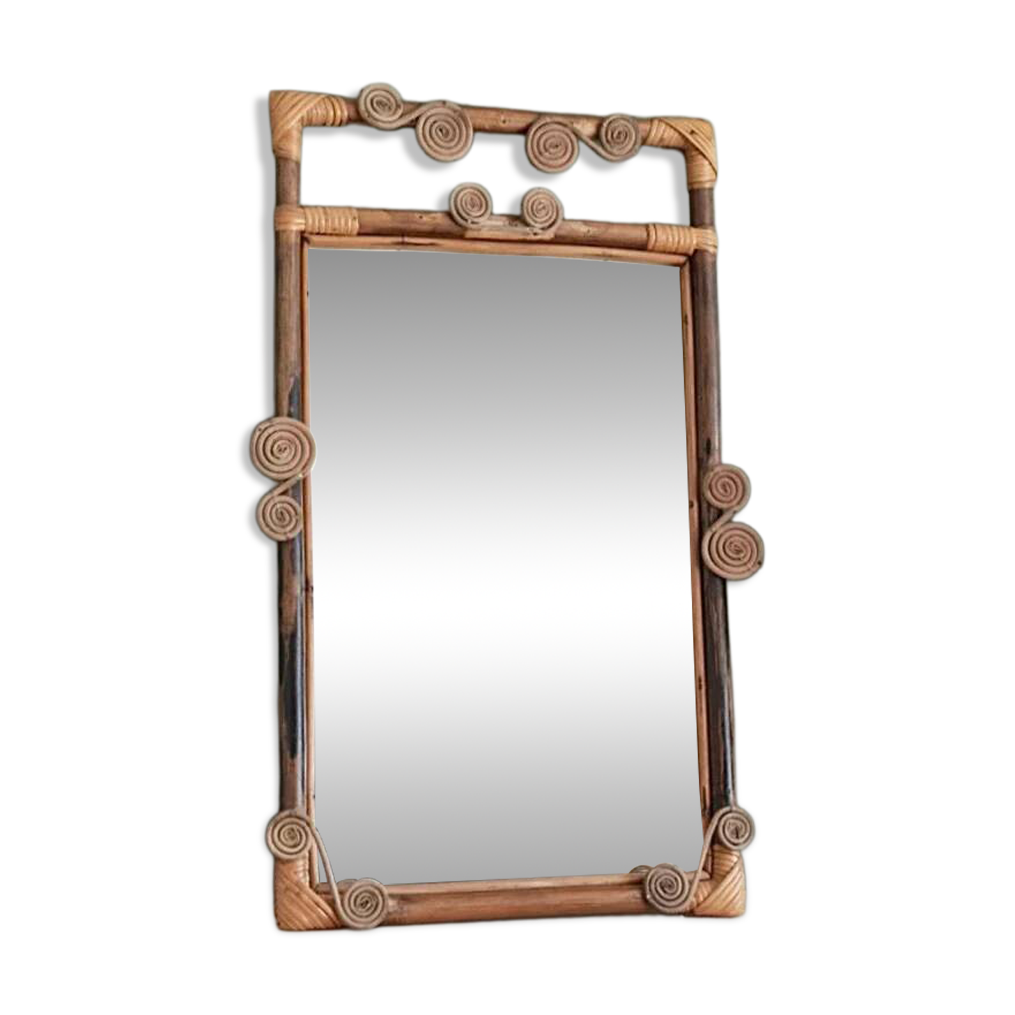 Antique rattan mirror