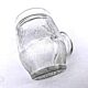 1970s 2 thick transparent glass mugs with textured bark imitation