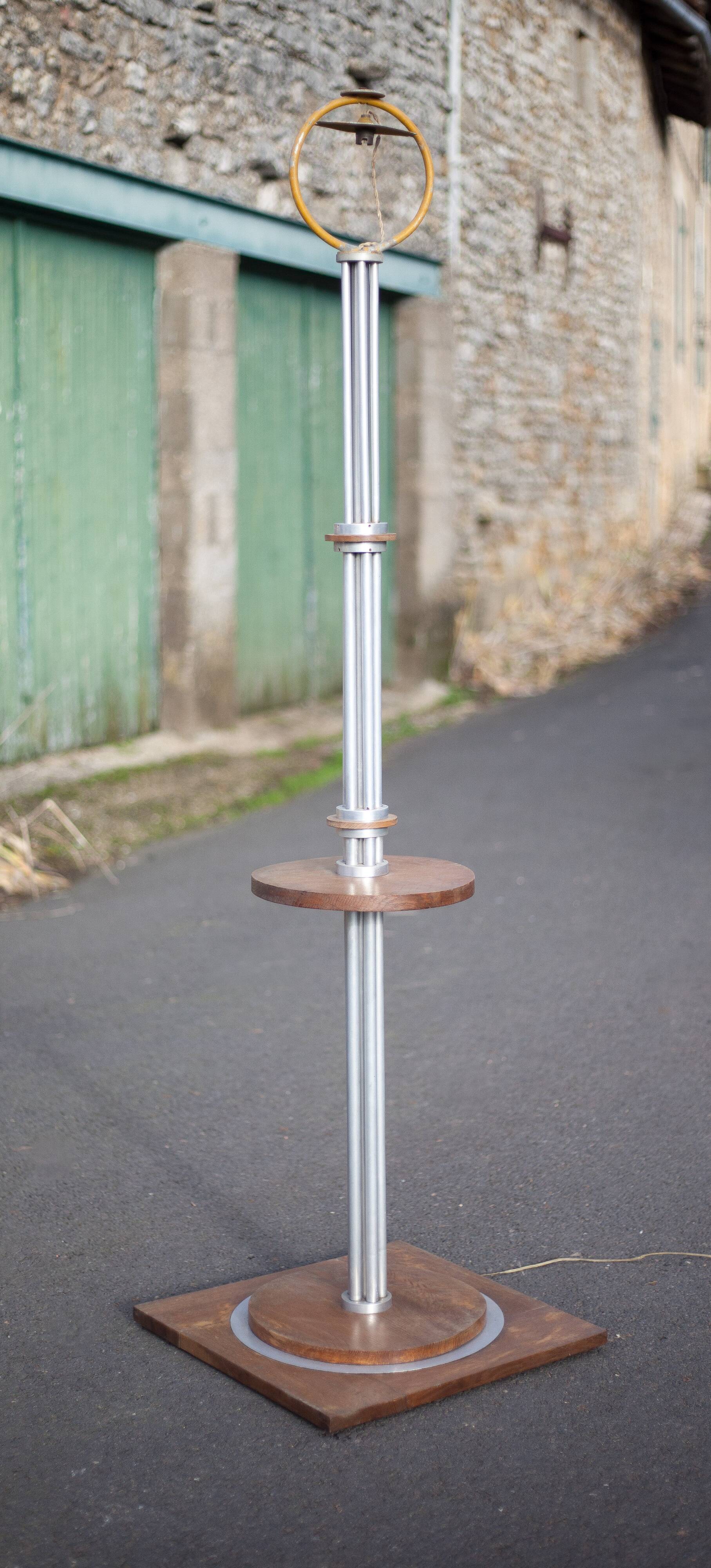 Art deco floor lamp, art deco floor lamp, wood and aluminum lamp, interior decoration