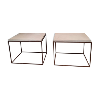 Iron and cement coffee tables pair