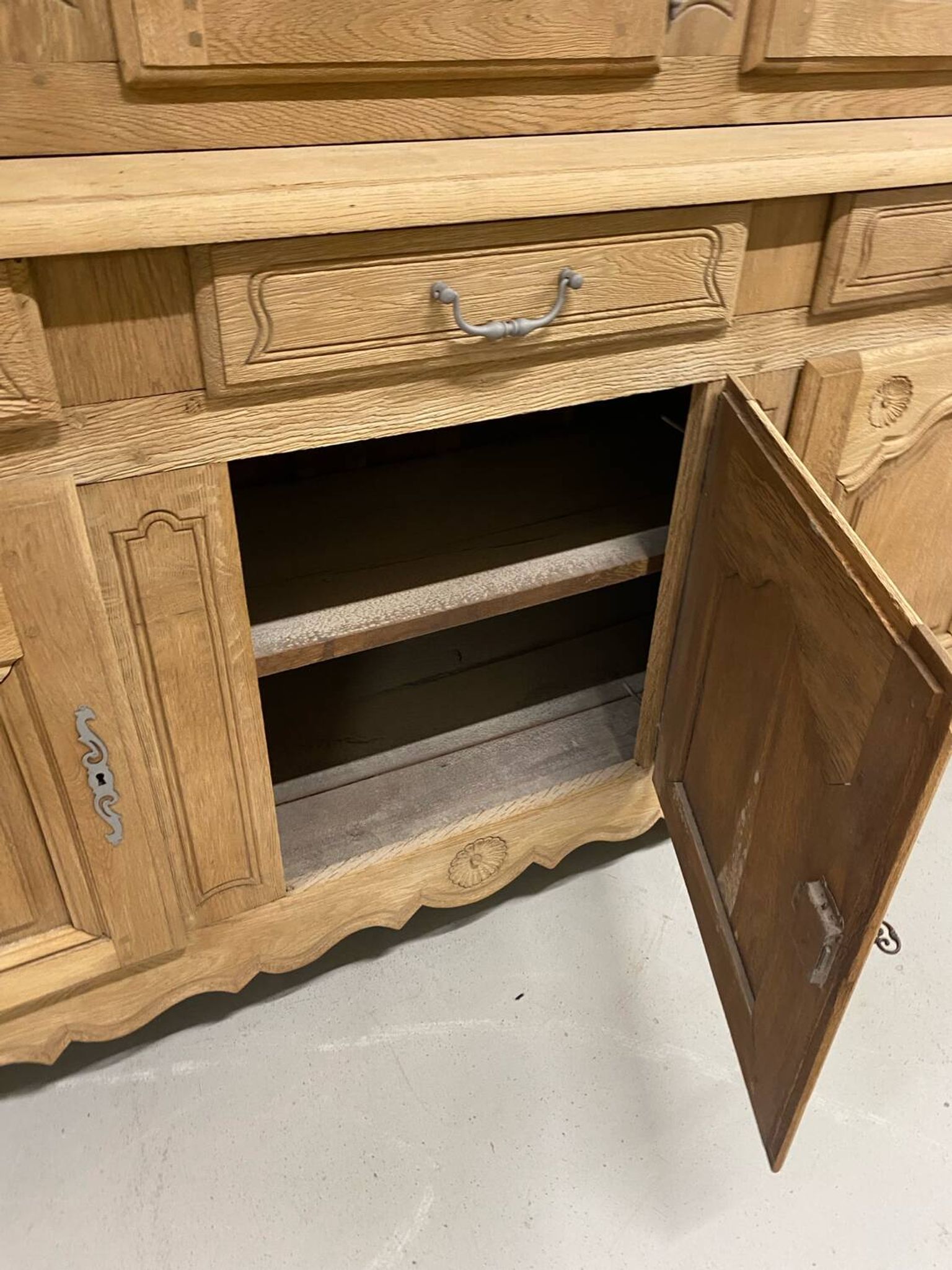 Louis XV style two-part buffet in raw wood
