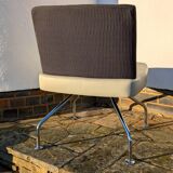 Chaise de hall rétro OrangeBox, similicuir et tissu, style moderne du milieu du siècle