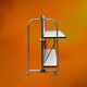 Folding rolling dessert trolley in white formica and chrome metal – 1950s-60s