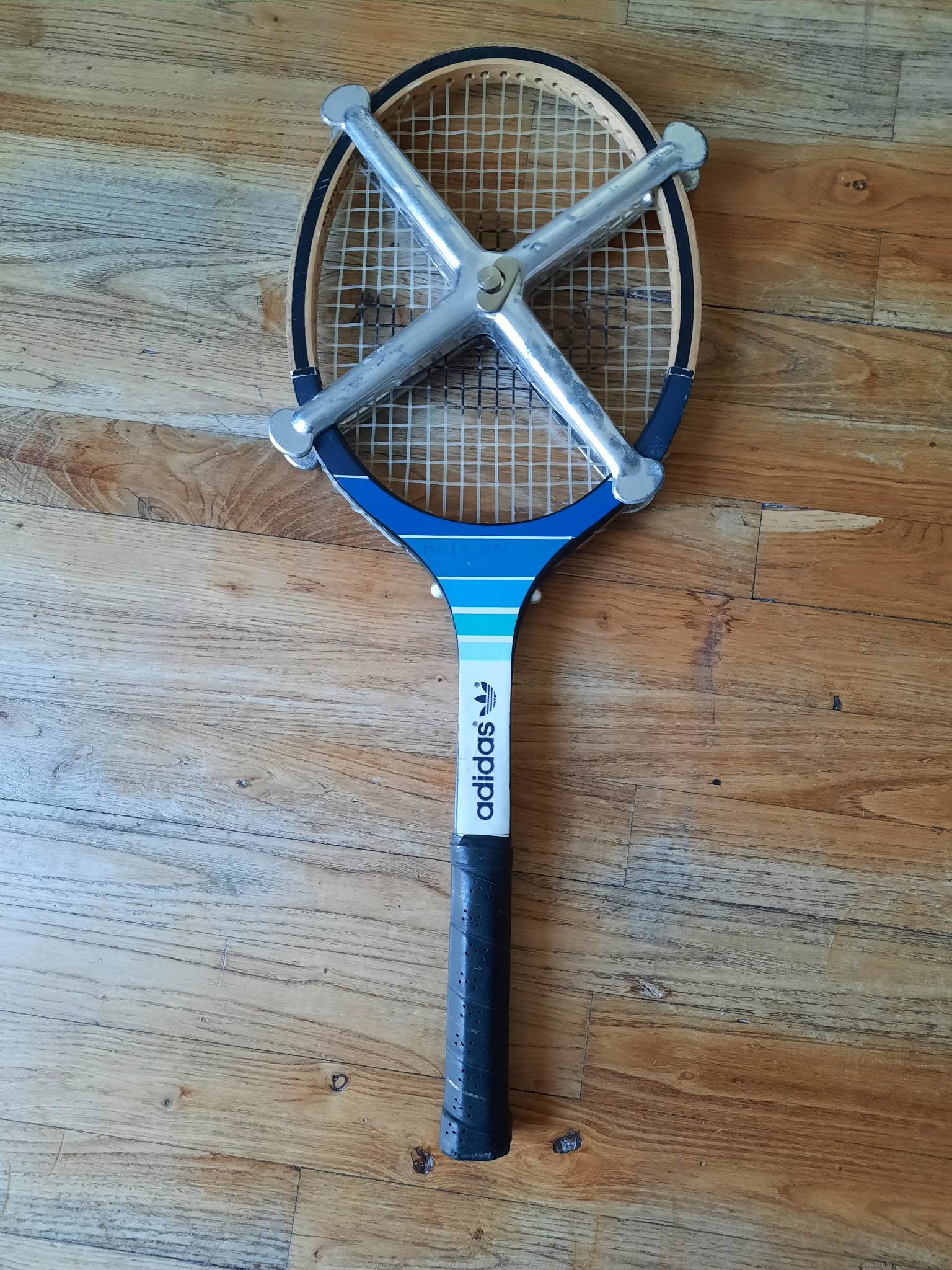 Vintage Adidas Kid Wooden Racket with Aluminum Press