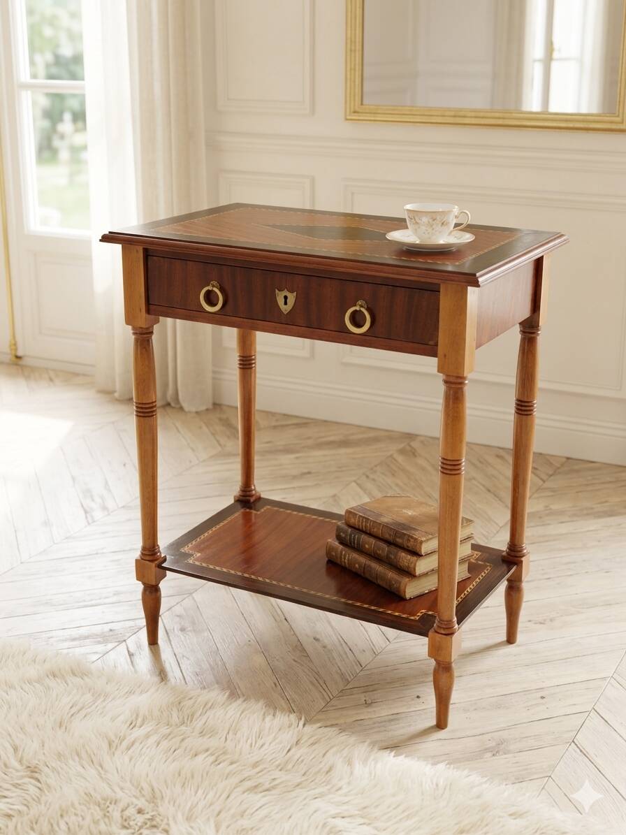 Table d'appoint ancienne console vintage antique marquetée