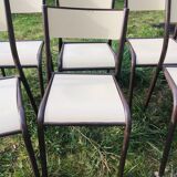 Set of 10 school chairs years '70 white