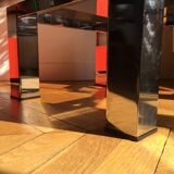 Table basse en méta chromé et verre fumé, années 1980