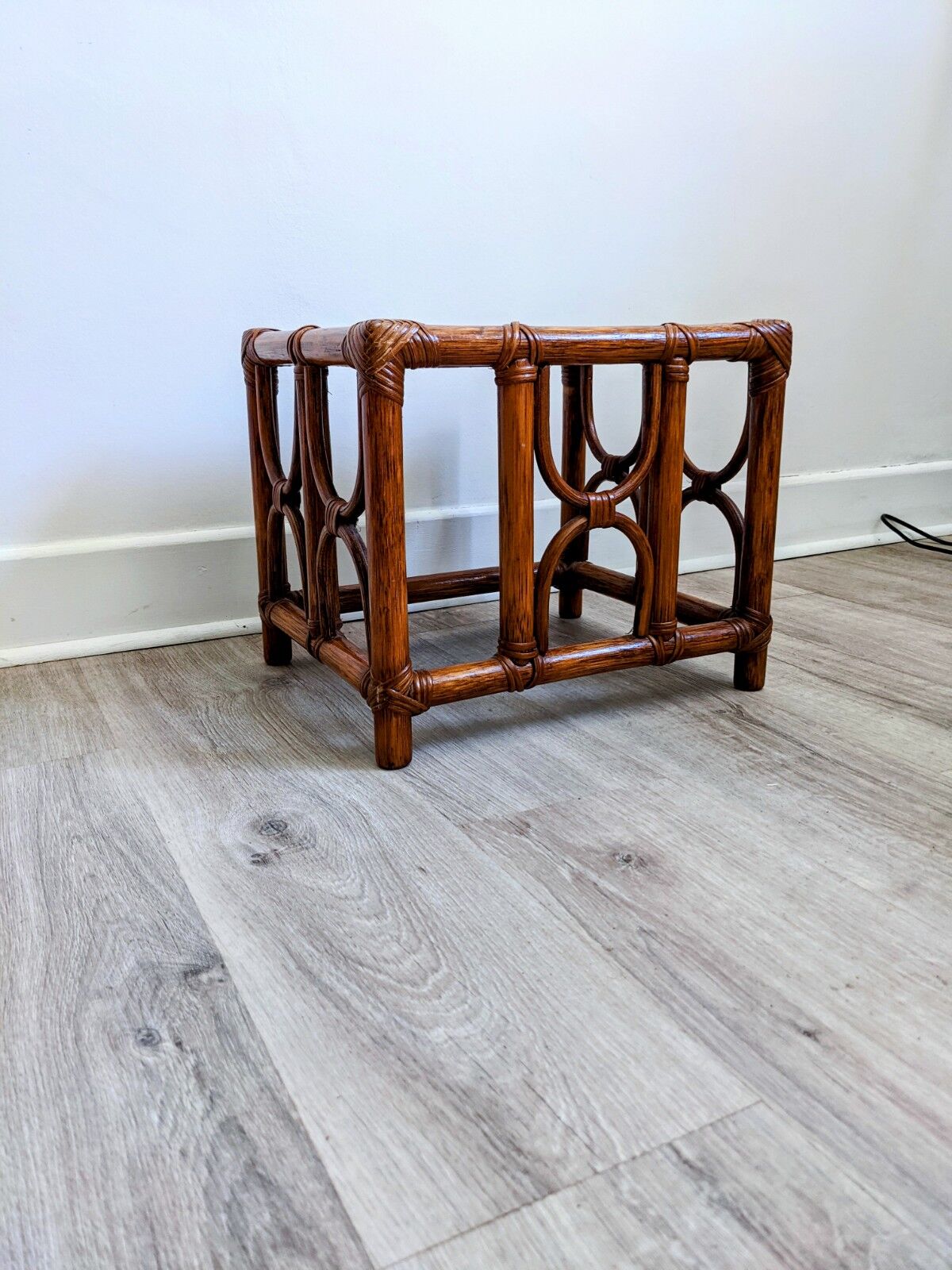 Caramel rattan side table