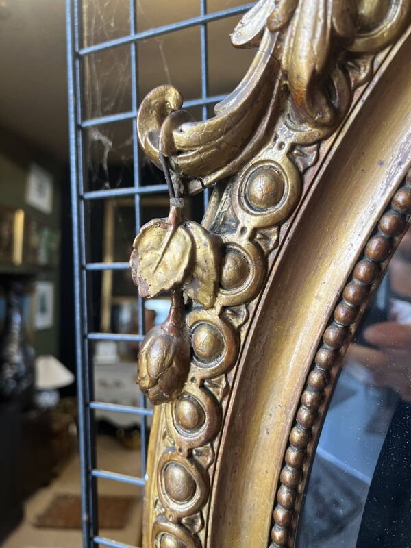 Miroir ovale doré de Style Napoléon III