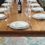 Solid oak farmhouse table, gilded and patinated, two drawers, 260 x 100 cm