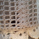 Solid wood lamp turn and cotton crochet day offal 1960/70