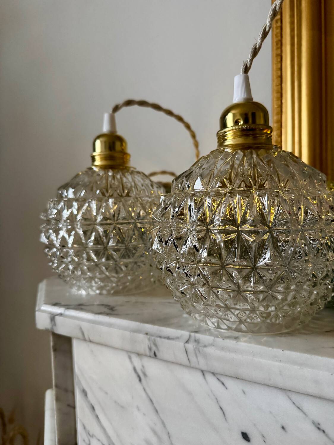 Pair of cut glass lanterns