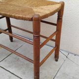 Vintage straw seat bench stool