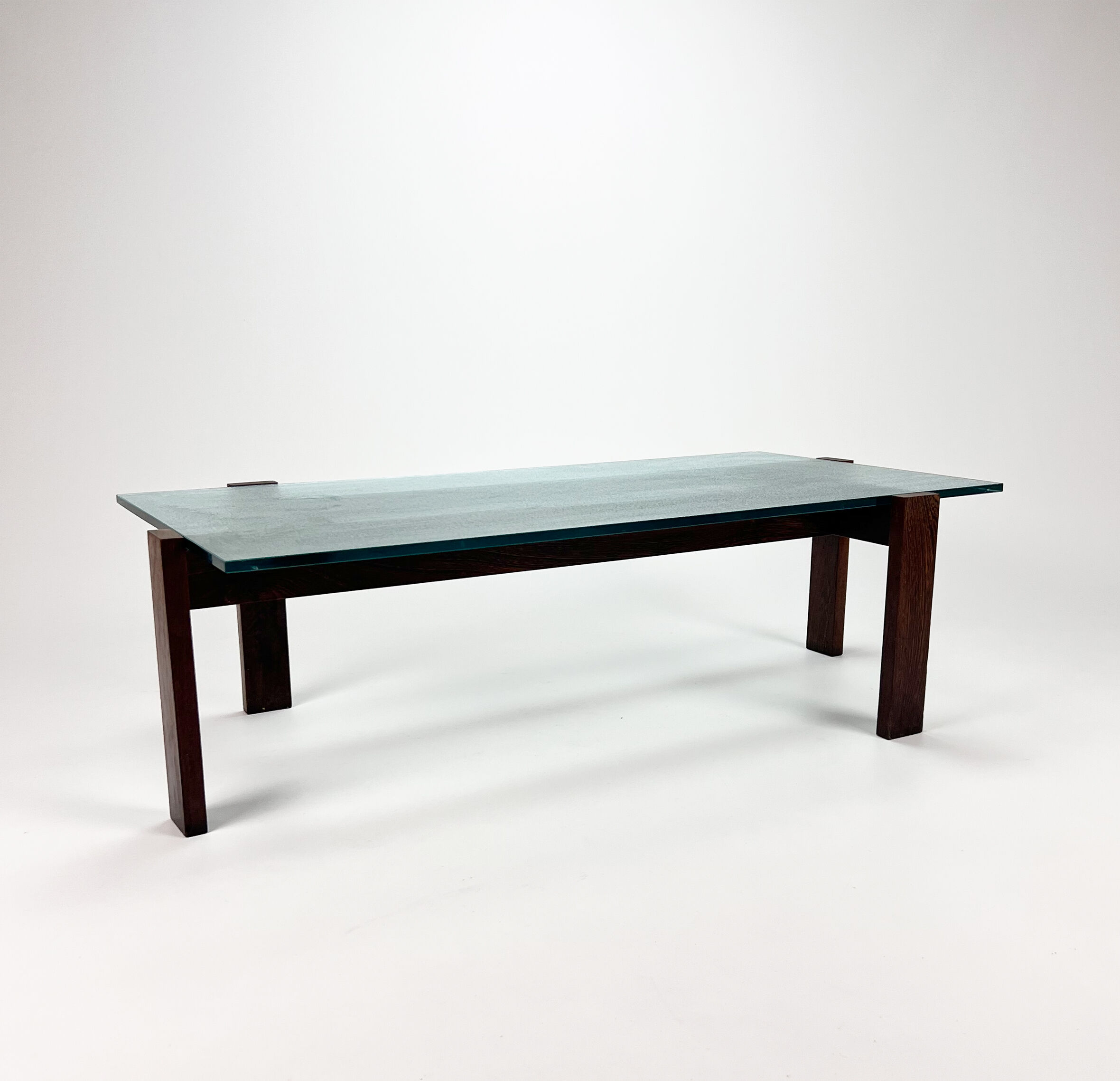 Wengé and glass coffee table, 1960s